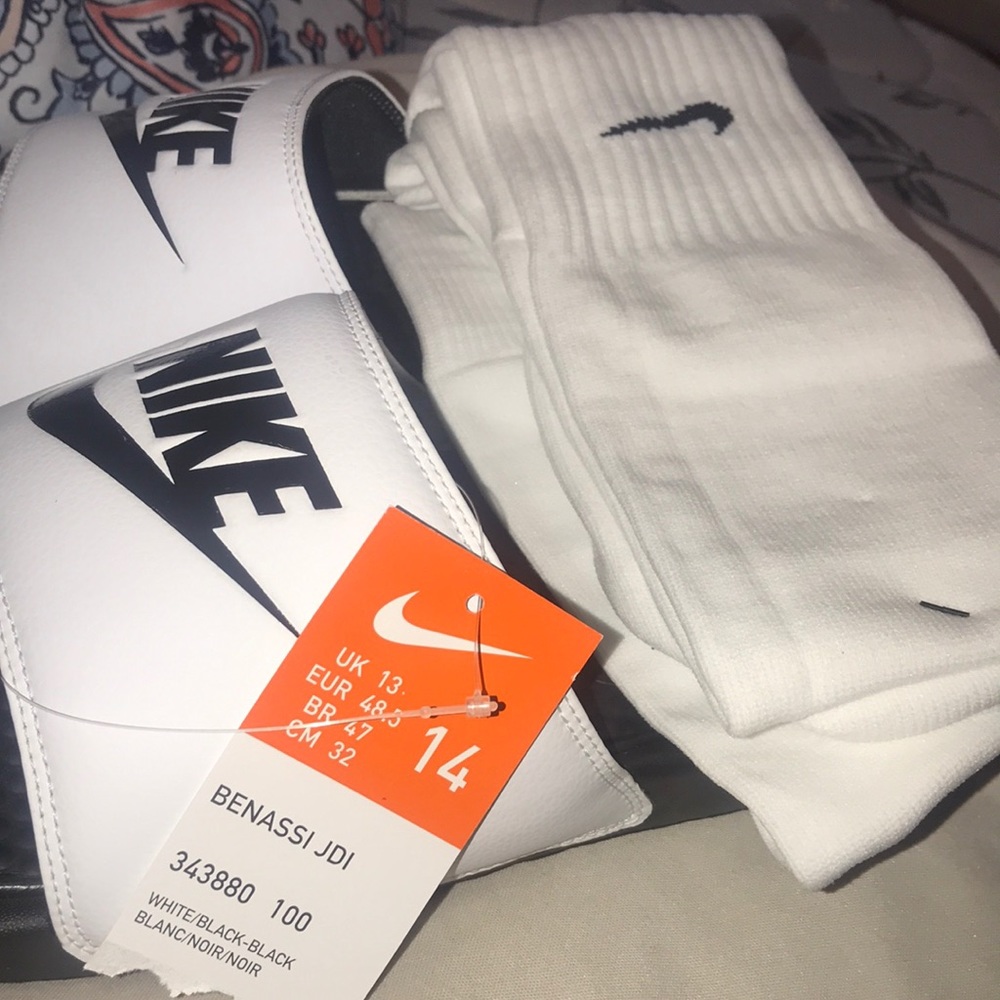 Nike slides and socks